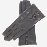 CS4070 (charcoal) - Women's Italian Silk Lined Lambskin Leather Gloves with Buttons - Leather Gloves Online - Luxury Leather Gloves - 2