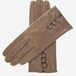 CS4070 (taupe) - Women's Italian Silk Lined Lambskin Leather Gloves with Buttons - Leather Gloves Online - Luxury Leather Gloves - 1