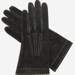 CS4104 (black) - Women's Italian Silk Lined Handsewn Leather Gloves with Contrast Stitching - Leather Gloves Online - Luxury Leather Gloves - 2