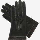 CS4104 (black) - Women's Italian Silk Lined Handsewn Leather Gloves with Contrast Stitching - Leather Gloves Online - Luxury Leather Gloves - 2