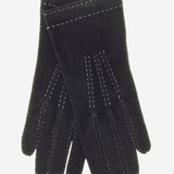 CS4104 (black) - Women's Italian Silk Lined Handsewn Leather Gloves with Contrast Stitching - Leather Gloves Online - Luxury Leather Gloves - 3
