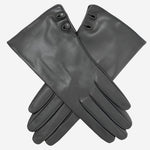 CS4345 (black) - Women's Italian Silk Lined Leather Gloves with 2 Buttons - Leather Gloves Online - Luxury Leather Gloves - 1