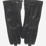 CS4345 (black) - Women's Italian Silk Lined Leather Gloves with 2 Buttons - Leather Gloves Online - Luxury Leather Gloves - 2