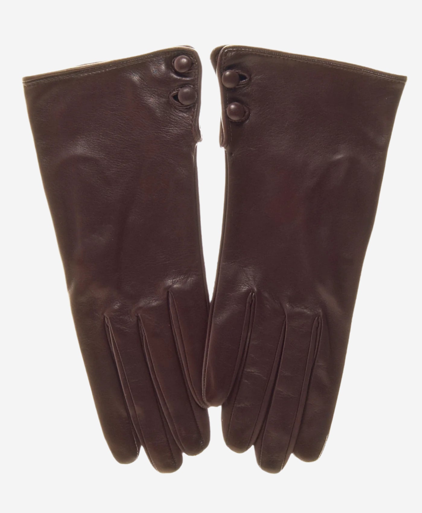 CS4345 (brown) - Women's Italian Silk Lined Leather Gloves with 2 Buttons - Leather Gloves Online - Luxury Leather Gloves - 2