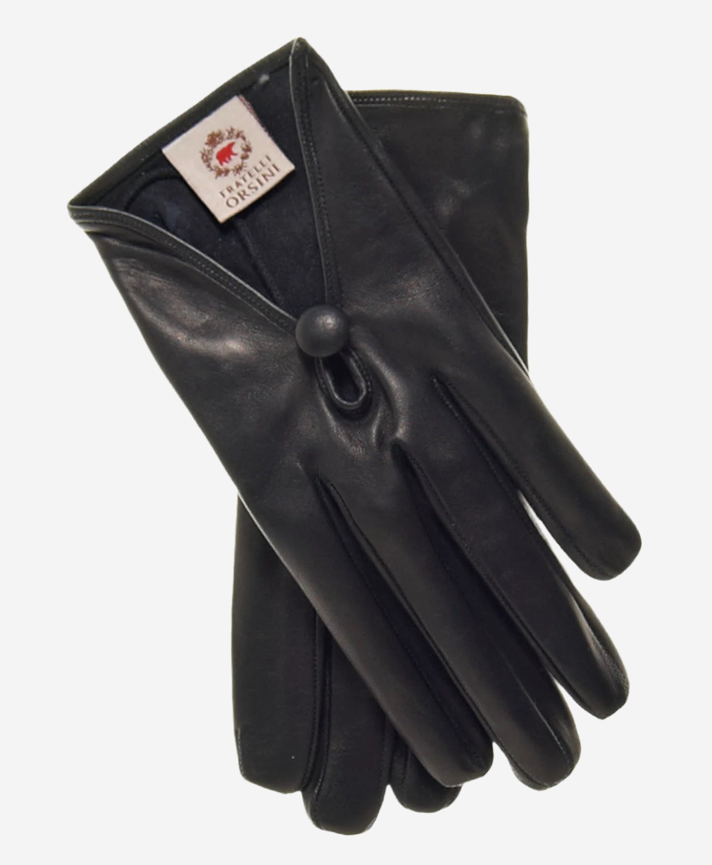 CS4362 (black) - Women's Italian Silk Lined Gloves with Center Button - Leather Gloves Online - Luxury Leather Gloves - 1