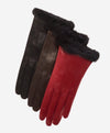 CS4616 (dunkelbraun) - Italienische Damen-Lederhandschuhe mit Nerzbesatz und Seidenfutter
