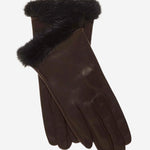 CS4616 (darkbrown) - Women's Italian Silk Lined Leather Gloves with Mink Cuff- Leather Gloves Online - Luxury Leather Gloves - 1
