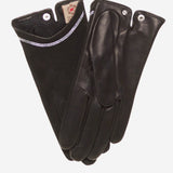 CS4622 (black) - Women's Italian Silk Lined Leather Gloves with Swarovski Crystal Trim