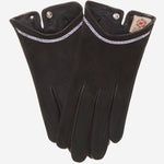 CS4622 (black) - Women's Italian Silk Lined Leather Gloves with Swarovski Crystal Trim- Leather Gloves Online - Luxury Leather Gloves - 1