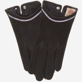 CS4622 (black) - Women's Italian Silk Lined Leather Gloves with Swarovski Crystal Trim- Leather Gloves Online - Luxury Leather Gloves - 1