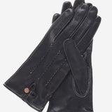 CS4801 (black) - Women's Italian Silk Lined Leather Gloves with Stitched Accents