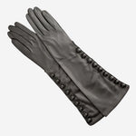 CS4820W8 (black) - Elbow Length Silk Lined Lambskin Leather Gloves With Buttons- Leather Gloves Online - Luxury Leather Gloves - 1