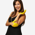 CU4303 (yellow) - Women's Short Italian Leather Gloves- Leather Gloves Online - Luxury Leather Gloves - 2