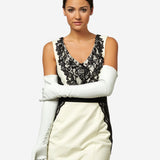 Angelina (ivory) - Italian silk lined 16-button length leather bridal / opera gloves