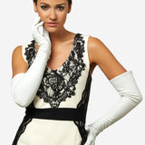 Angelina (ivory) - Italian silk lined 16-button length leather bridal / opera gloves
