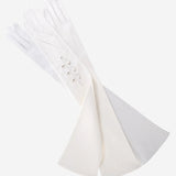 Angelina (ivory) - Italian silk lined 16-button length leather bridal / opera gloves