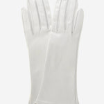 CW01W4 (ivory) - Italian Silk Lined 4-Button Length White Leather Bridal Gloves- Leather Gloves Online - Luxury Leather Gloves - 1