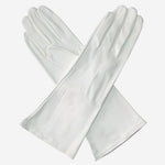 CW01W4 (white) - Italian Silk Lined 4-Button Length White Leather Bridal Gloves- Leather Gloves Online - Luxury Leather Gloves - 1