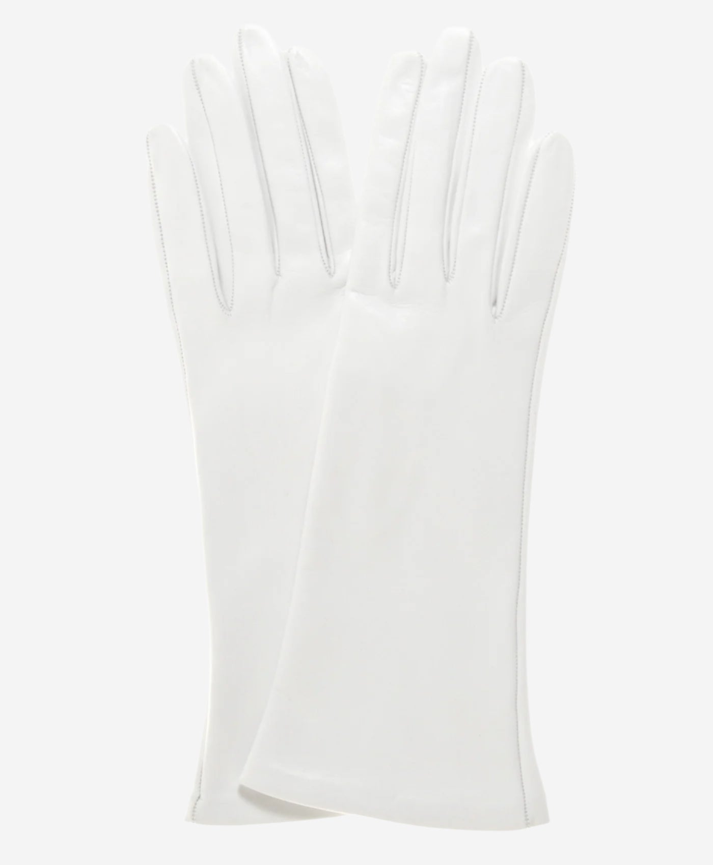 CW01W4 (white) - Italian Silk Lined 4-Button Length White Leather Bridal Gloves- Leather Gloves Online - Luxury Leather Gloves - 2