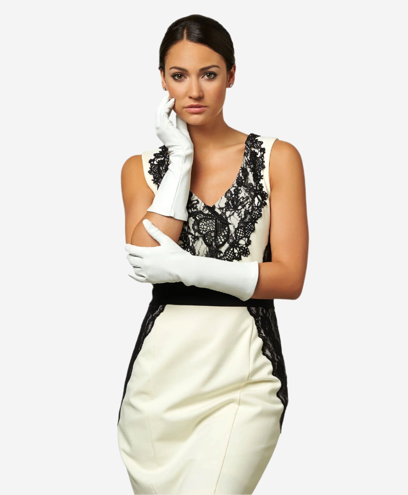 Angelina (ivory) - Italian silk lined 6-button length leather bridal / opera gloves - Leather Gloves Online - Luxury Leather Gloves - 3