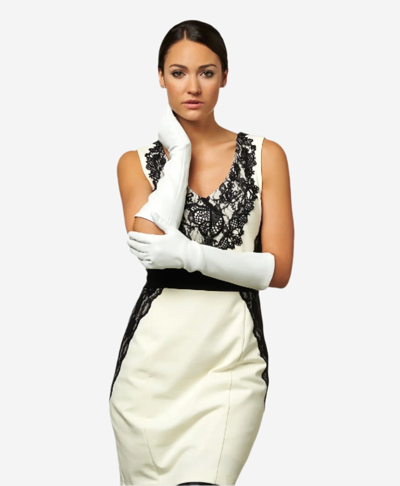 Angelina (ivory) - Italian silk lined 8-button length leather bridal / opera gloves - Leather Gloves Online - Luxury Leather Gloves - 2