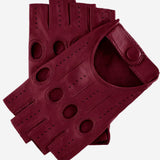 Rossana (berry) - Italian fingerless lambskin leather driving gloves