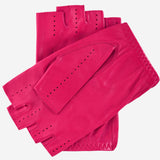 Rossana (fuschia) - Italian fingerless lambskin leather driving gloves