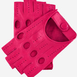 Rossana (fuschia) - Italian fingerless lambskin leather driving gloves