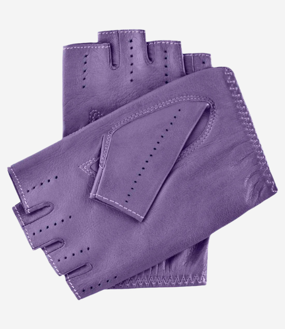 Rossana (lilac) - Italian fingerless lambskin leather driving gloves - Leather Gloves Online - Luxury Leather Gloves - 2