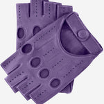 Rossana (lilac) - Italian fingerless lambskin leather driving gloves - Leather Gloves Online - Luxury Leather Gloves - 1