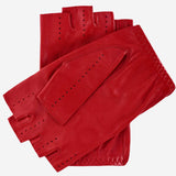 Rossana (red) - Italian fingerless lambskin leather driving gloves - Leather Gloves Online - Luxury Leather Gloves - 2