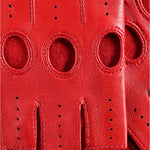 Rossana (red) - Italian fingerless lambskin leather driving gloves - Leather Gloves Online - Luxury Leather Gloves - 4