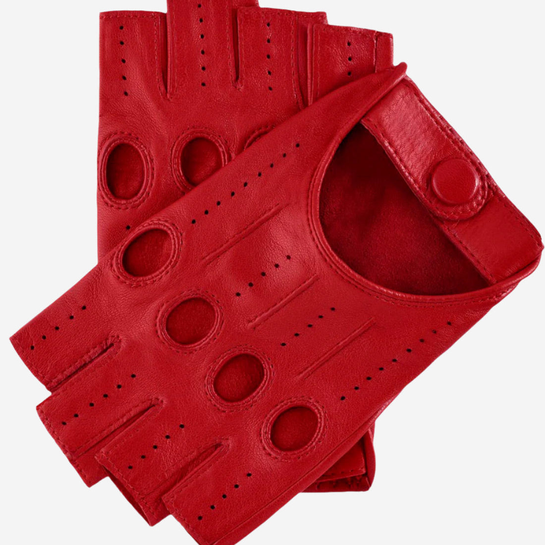 Rossana (red) - Italian fingerless lambskin leather driving gloves - Leather Gloves Online - Luxury Leather Gloves - 1