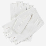 Rossana (white) - Italian fingerless lambskin leather driving gloves - Leather Gloves Online - Luxury Leather Gloves - 2