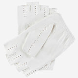 Rossana (white) - Italian fingerless lambskin leather driving gloves - Leather Gloves Online - Luxury Leather Gloves - 2