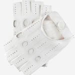 Rossana (white) - Italian fingerless lambskin leather driving gloves - Leather Gloves Online - Luxury Leather Gloves - 1