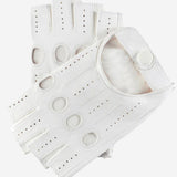 Rossana (white) - Italian fingerless lambskin leather driving gloves - Leather Gloves Online - Luxury Leather Gloves - 1