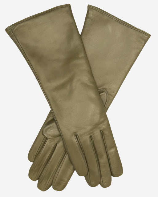FC02W4 (olive) - Italian "4 Button Length" Cashmere Lined Leather Gloves - Leather Gloves Online - Luxury Leather Gloves - 1