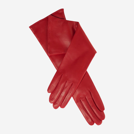 Leonora (red) - Italian cashmere lined 6-button length leather gloves