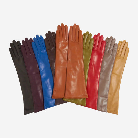 Leonora (rosewater) - Italian cashmere lined 6-button length leather gloves