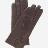 FC05 (brown) - Women's short fingered cadet Italian cashmere lined leather gloves