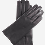 FC05 (black) - Women's Short Fingered Cadet Italian Cashmere Lined Leather Gloves - Leather Gloves Online - Luxury Leather Gloves - 1