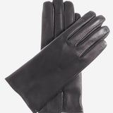 FC05 (black) - Women's Short Fingered Cadet Italian Cashmere Lined Leather Gloves - Leather Gloves Online - Luxury Leather Gloves - 1