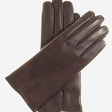 FC05 (brown) - Women's Short Fingered Cadet Italian Cashmere Lined Leather Gloves - Leather Gloves Online - Luxury Leather Gloves - 1