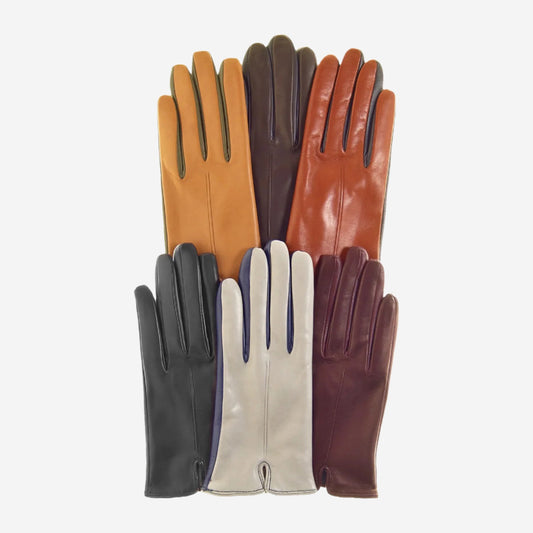 FC34 (camel) - Women's touchscreen Italian cashmere lined leather gloves