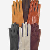 FC34 (dark brown) - Women's touchscreen Italian cashmere lined leather gloves