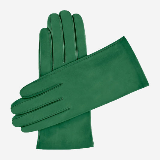 Sofia (olive) -  Italian lambskin leather gloves with silk lining