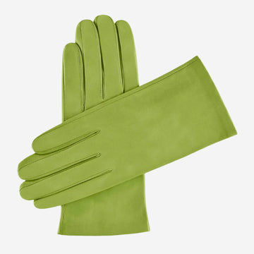 Sofia (lime) -  Italian lambskin leather gloves with silk lining