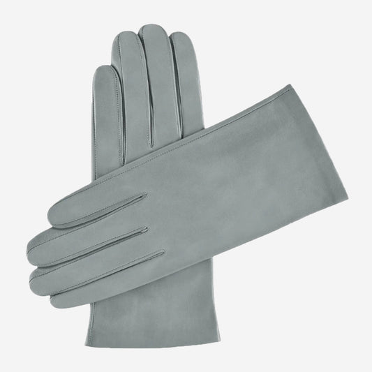 Sofia (light grey) -  Italian lambskin leather gloves with silk lining