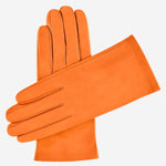 Sofia (tangerine) - Italian lambskin leather gloves with silk lining - Leather Gloves Online - Luxury Leather Gloves - 1
